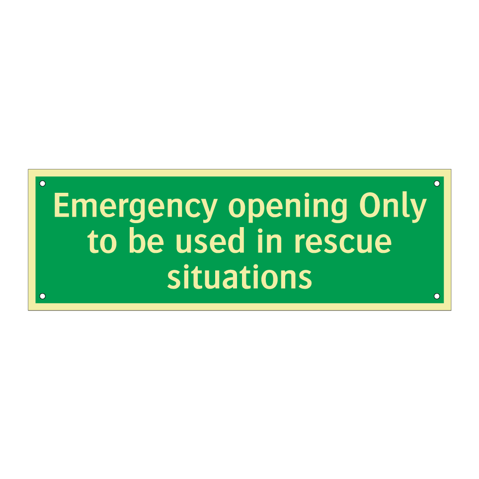 Emergency opening Only to be used in rescue situations