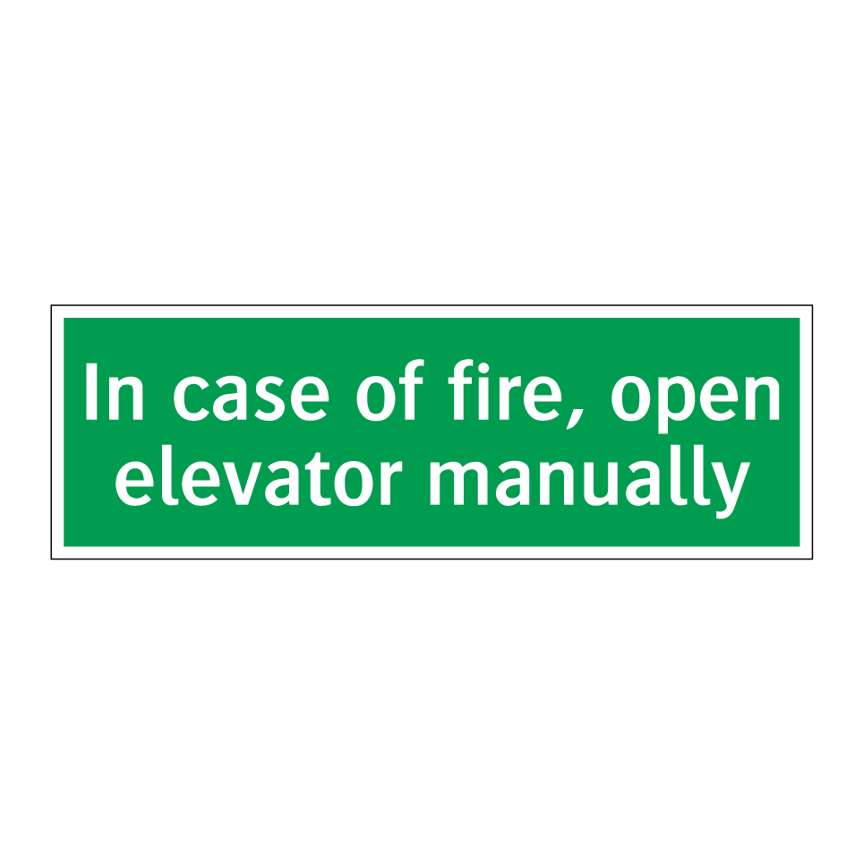 In case of fire, open elevator manually