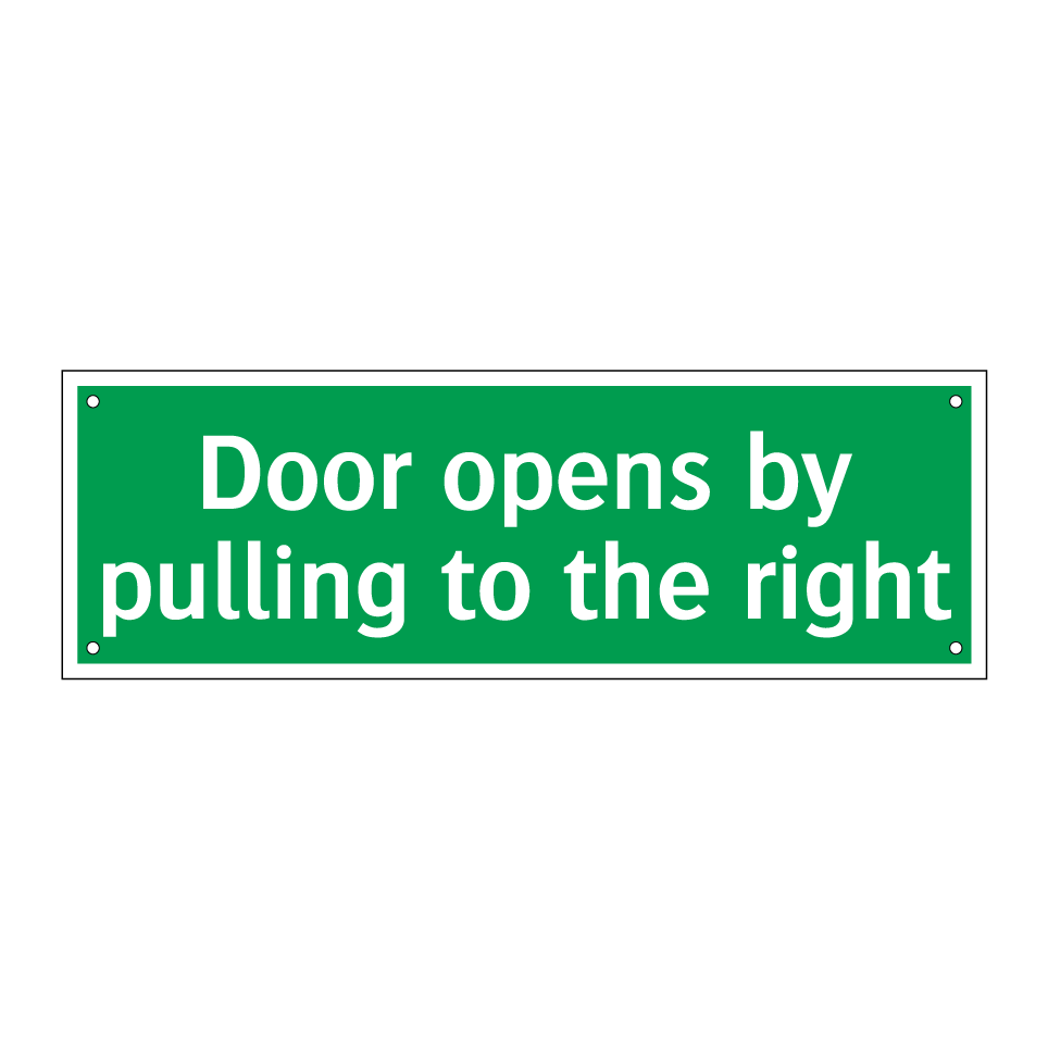 Door opens by pulling to the right