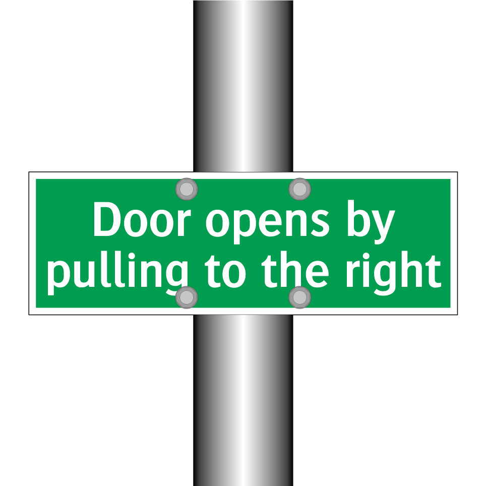 Door opens by pulling to the right