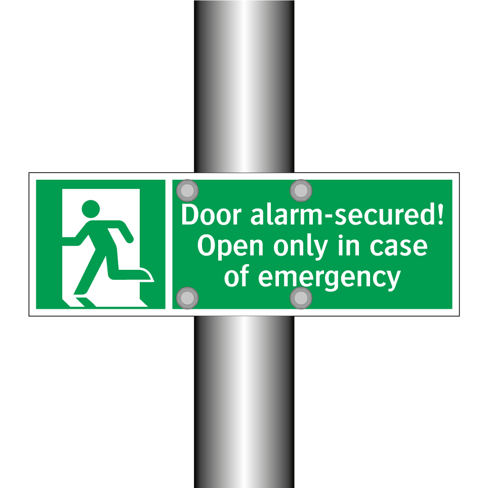 Door alarm-secured! Open only in case of emergency
