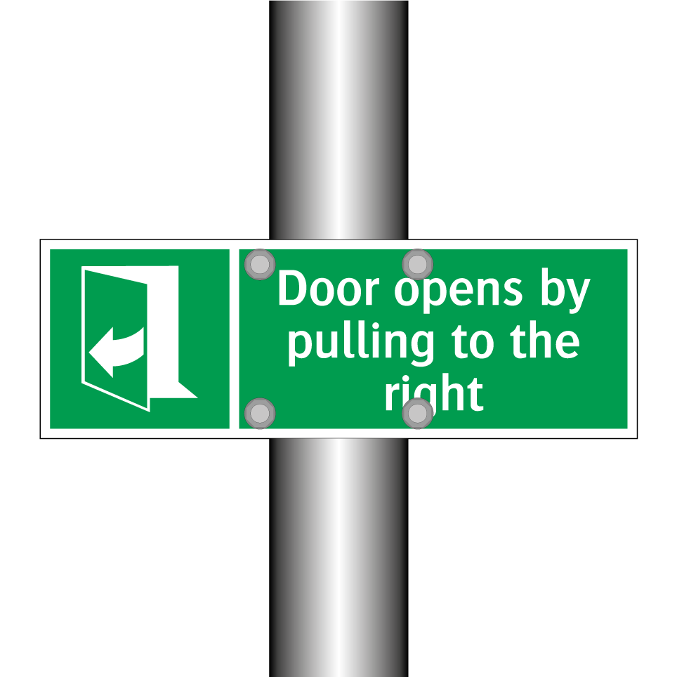 Door opens by pulling to the right