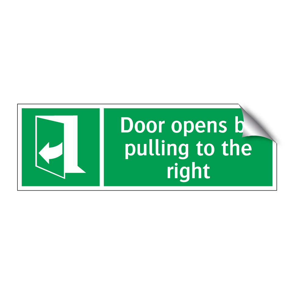 Door opens by pulling to the right