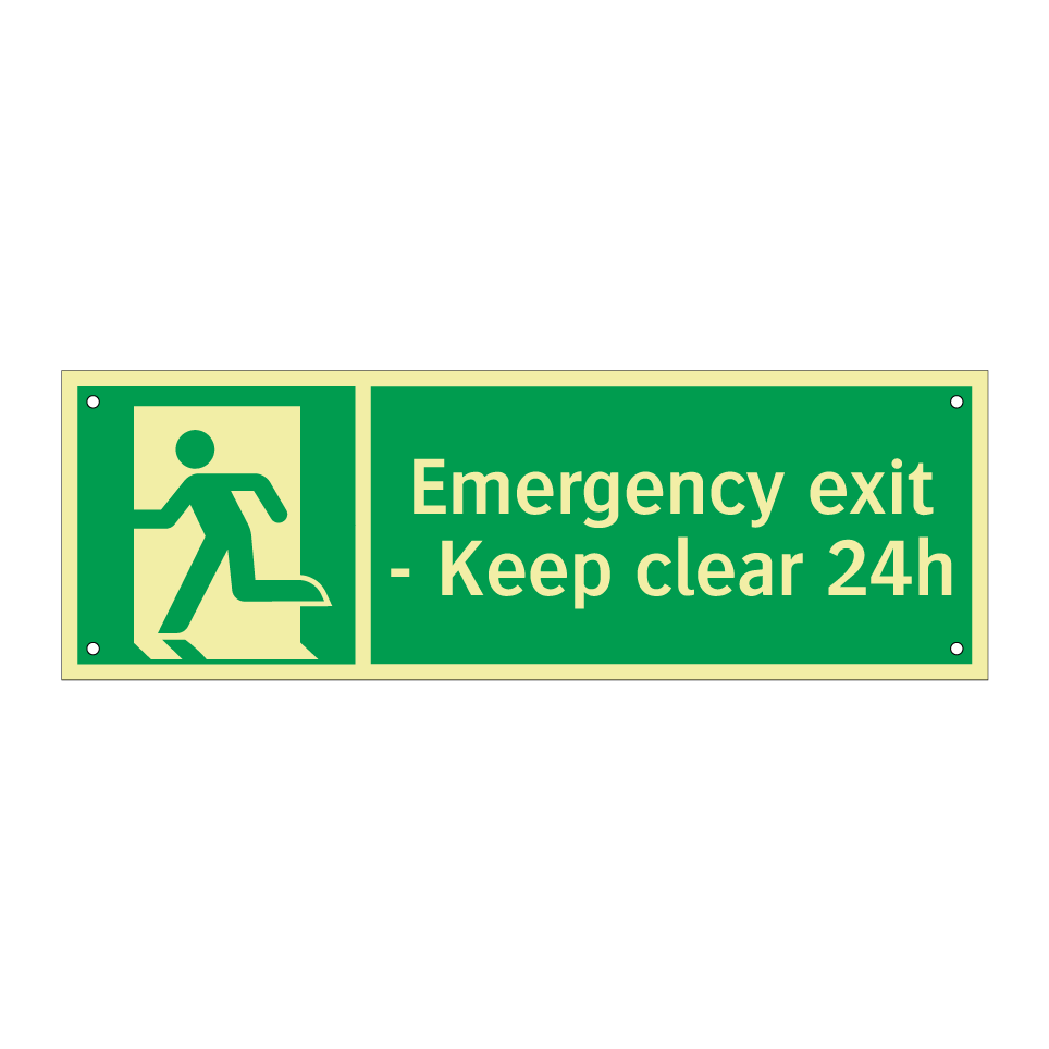 Emergency exit - Keep clear 24h