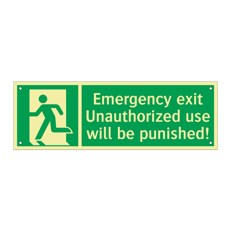 Emergency exit Unauthorized use will be punished!