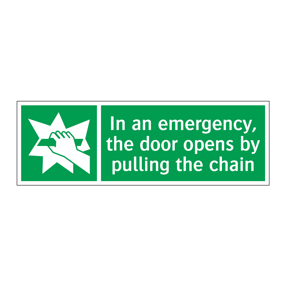 In an emergency, the door opens by pulling the chain