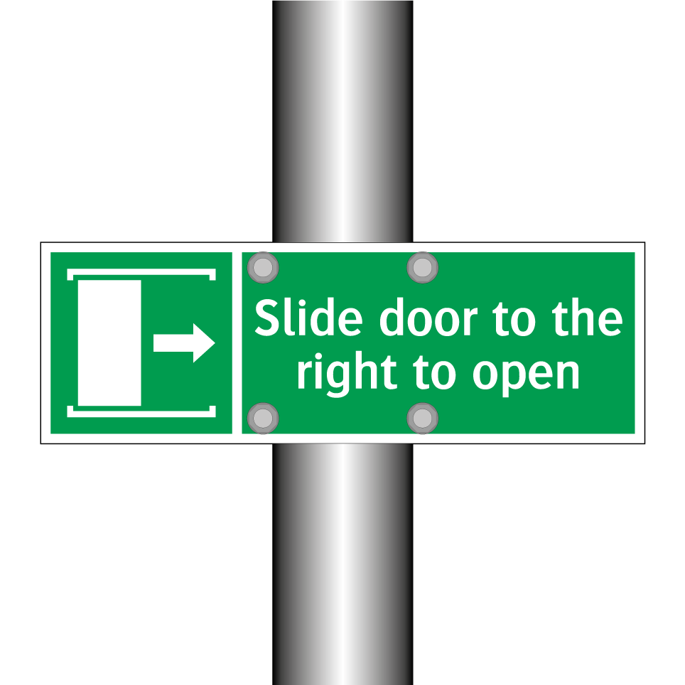 Slide door to the right to open