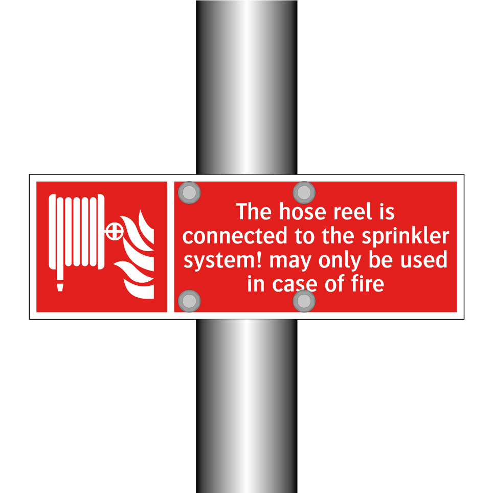 The hose reel is connected to the sprinkler system! may only be used in case of fire