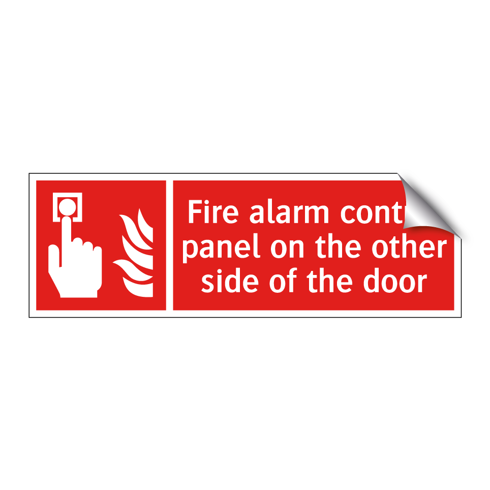 Fire alarm control panel on the other side of the door