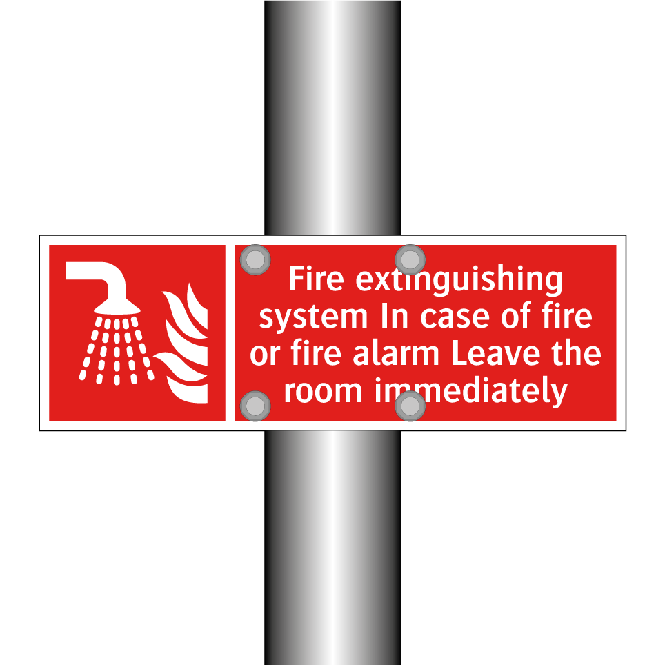 Fire extinguishing system In case of fire or fire alarm Leave the room immediately
