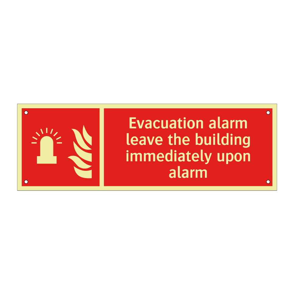 Evacuation alarm leave the building immediately upon alarm