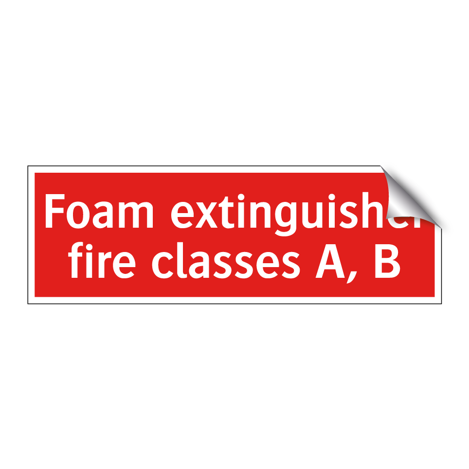 Foam extinguisher fire classes A, B