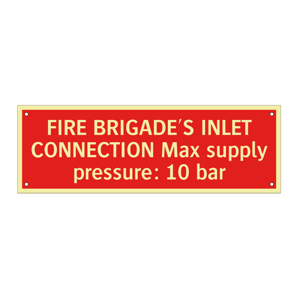 FIRE BRIGADE'S INLET CONNECTION Max supply pressure: 10 bar
