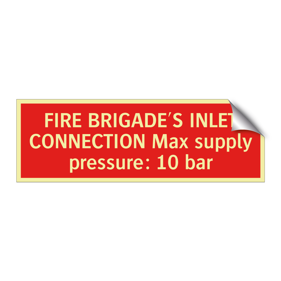 FIRE BRIGADE'S INLET CONNECTION Max supply pressure: 10 bar