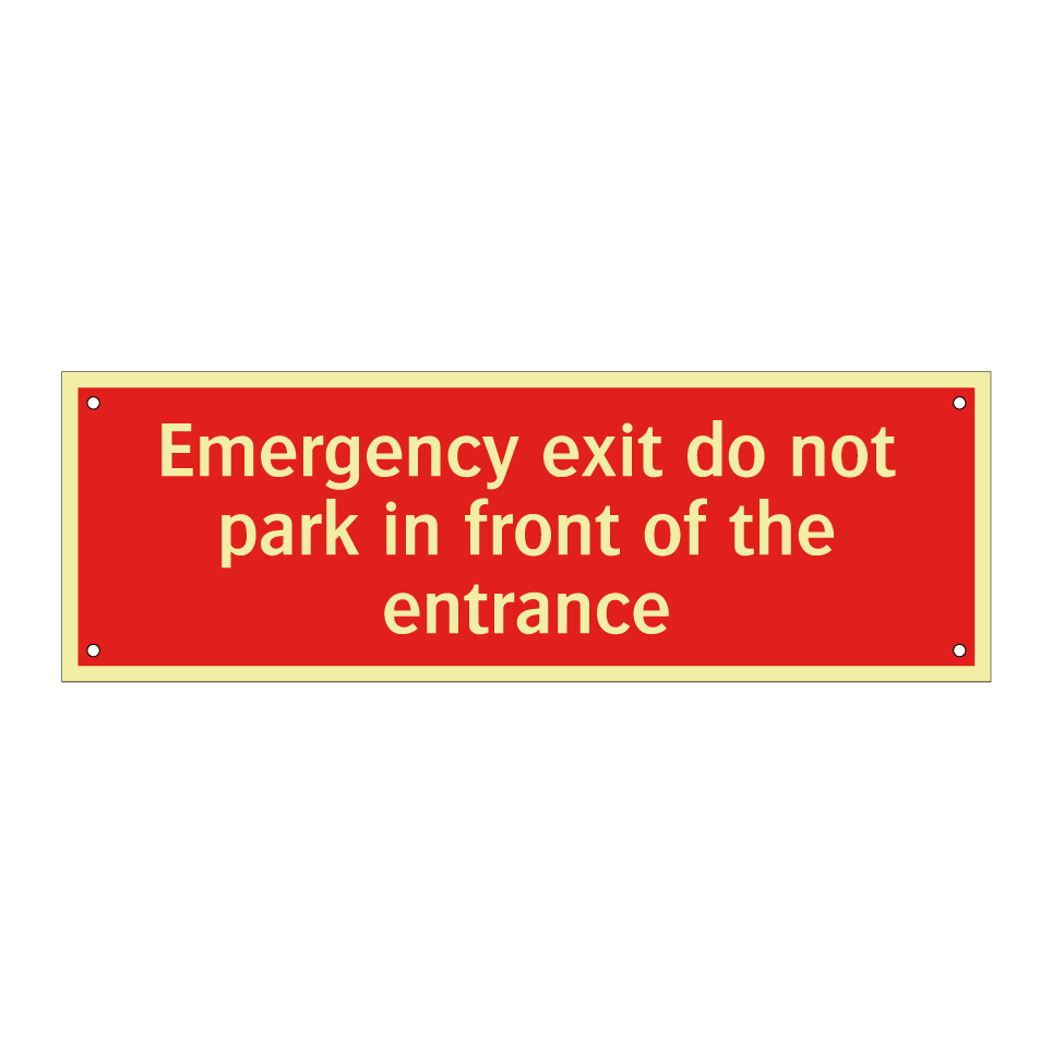 Emergency exit do not park in front of the entrance