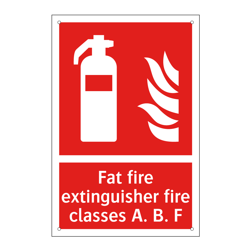 Fat fire extinguisher fire classes A. B. F