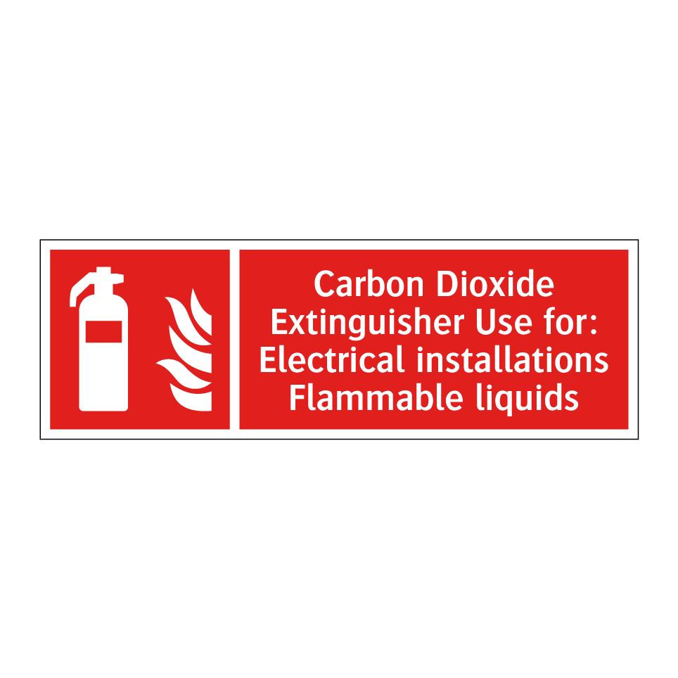 Carbon Dioxide Extinguisher Use for: Electrical installations Flammable liquids
