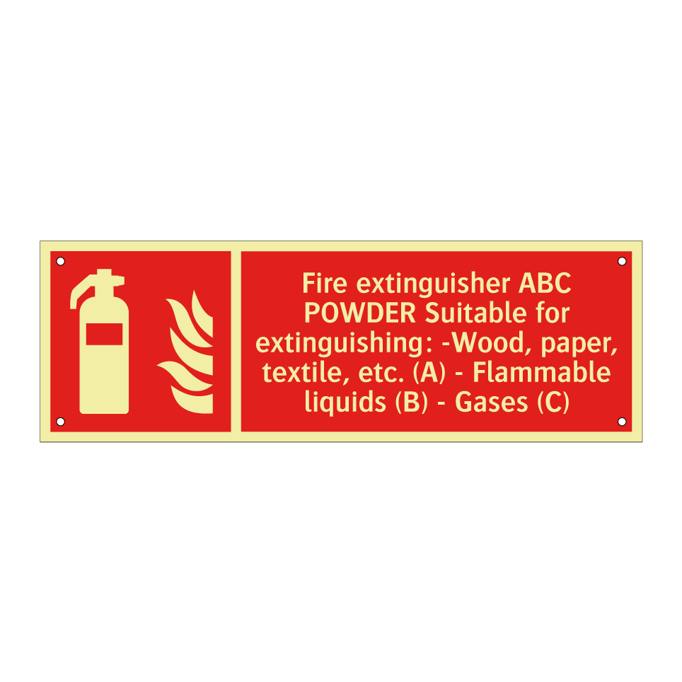 Fire extinguisher ABC POWDER Suitable for extinguishing: -Wood, paper, textile, etc. (A) - Flammable liquids (B) - Gases (C)
