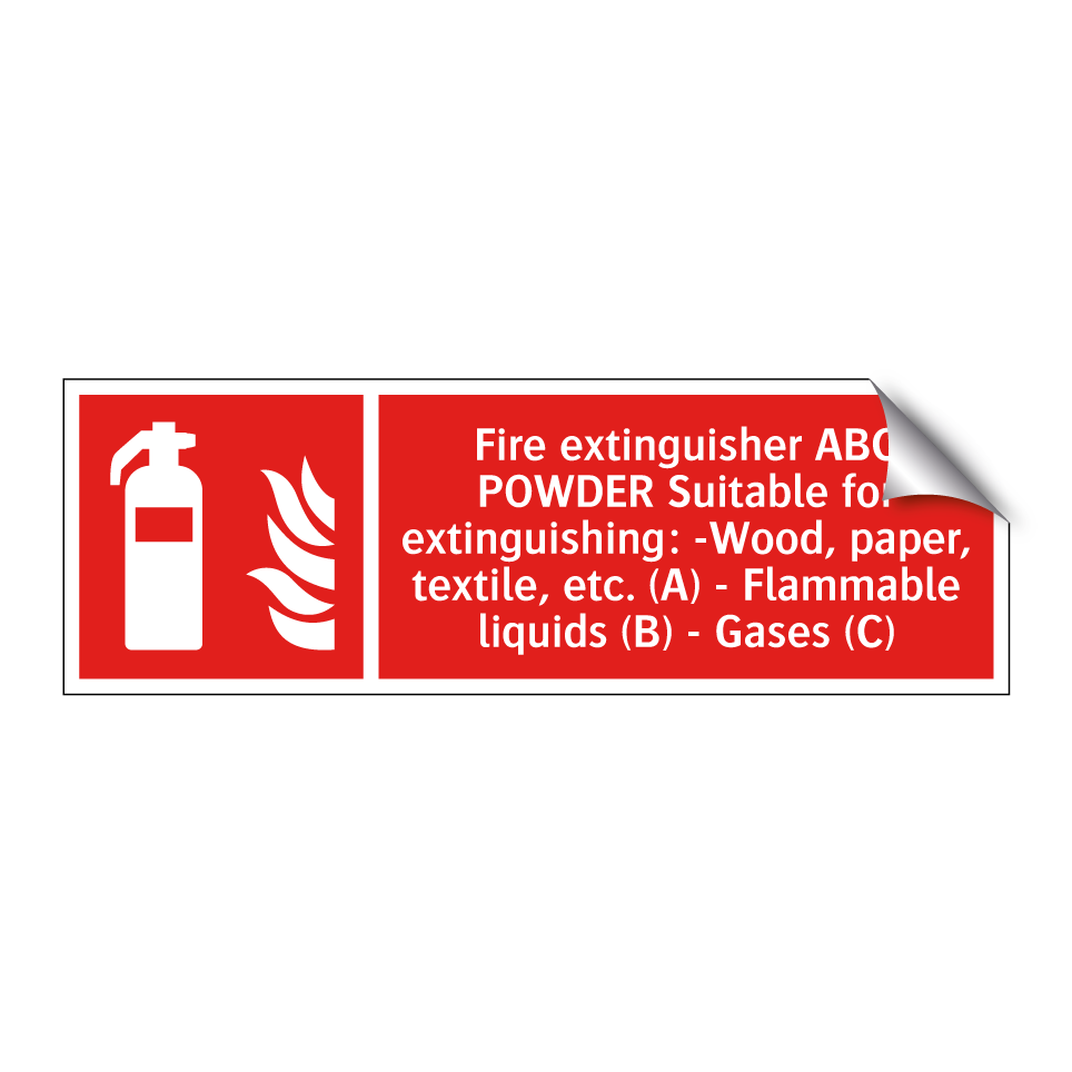 Fire extinguisher ABC POWDER Suitable for extinguishing: -Wood, paper, textile, etc. (A) - Flammable liquids (B) - Gases (C)