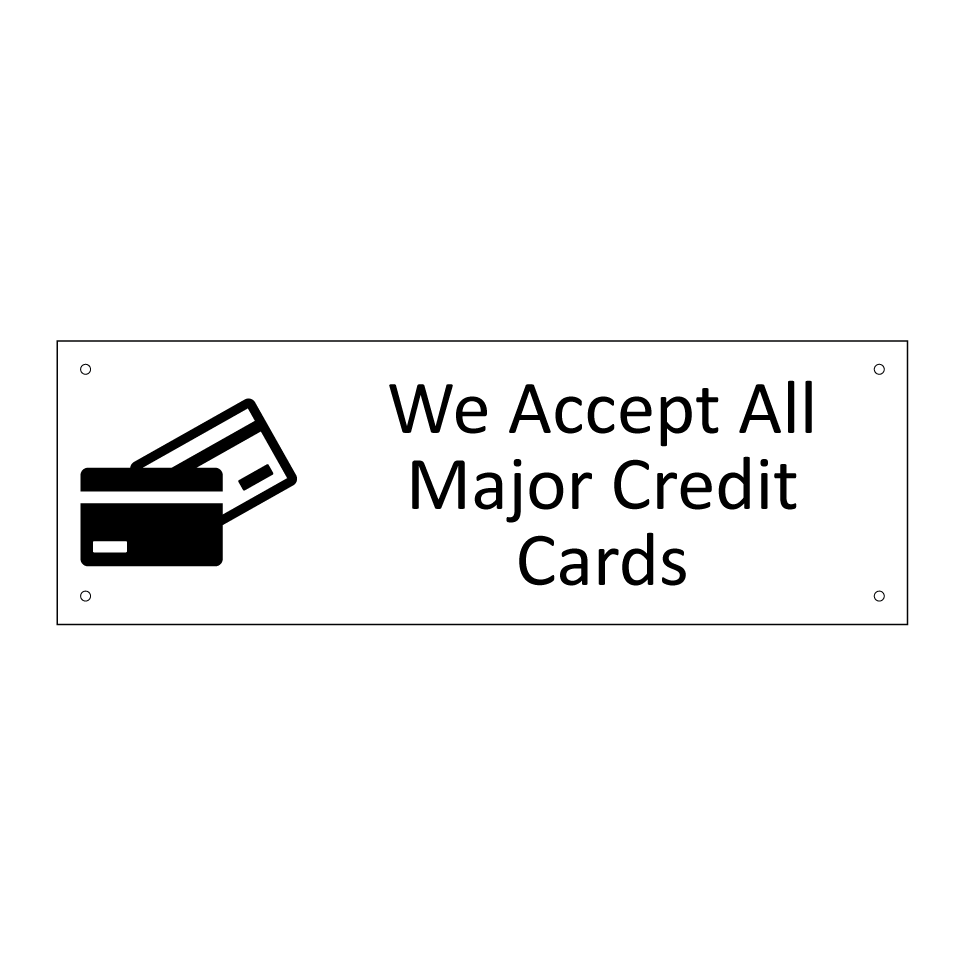 We Accept All Major Credit Cards