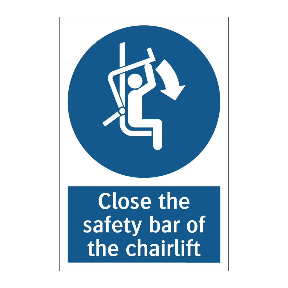 Close the safety bar of the chairlift