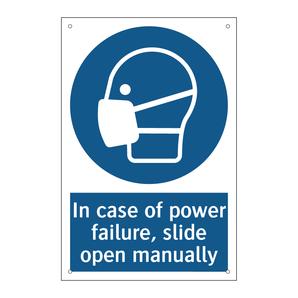 In case of power failure, slide open manually