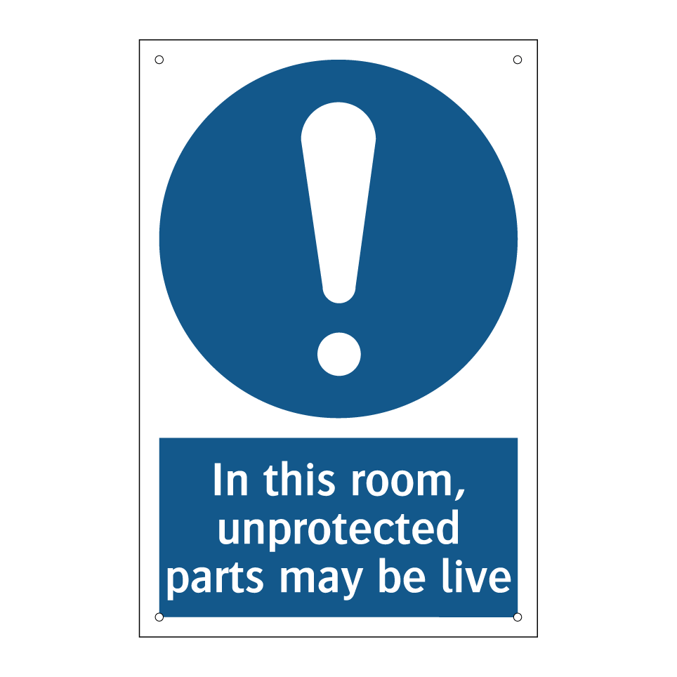 In this room, unprotected parts may be live