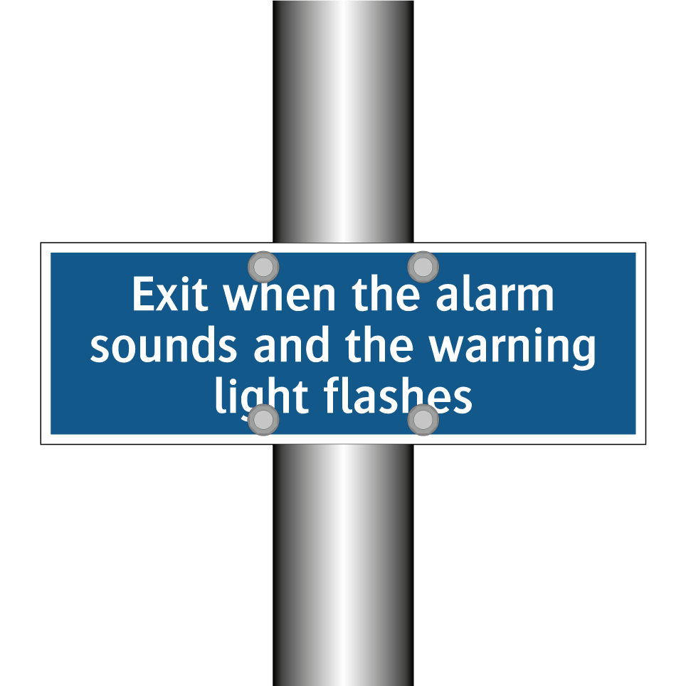 Exit when the alarm sounds and the warning light flashes