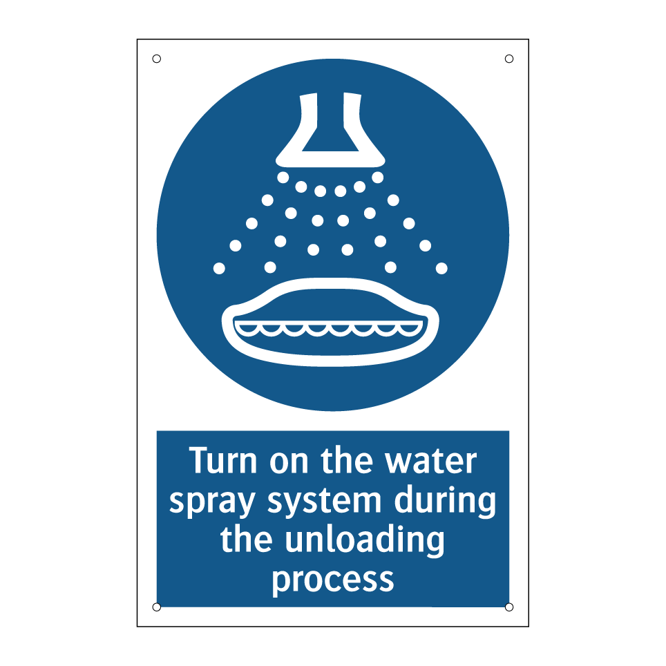 Turn on the water spray system during the unloading process