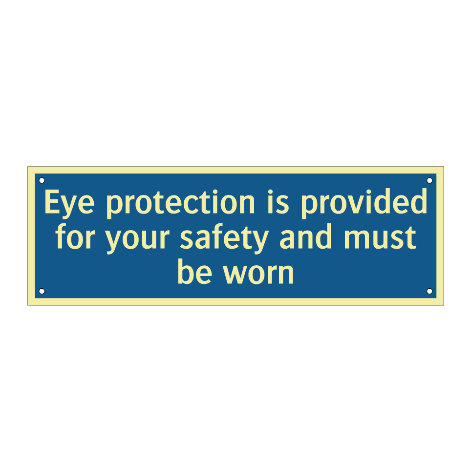 Eye protection is provided for your safety and must be worn