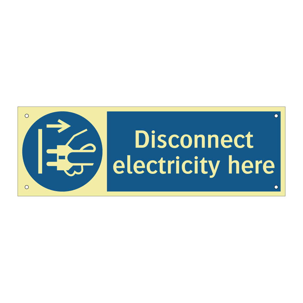Disconnect electricity here
