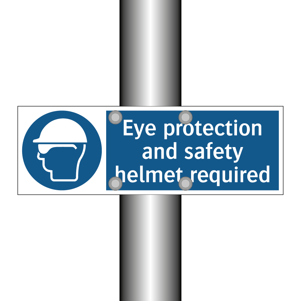 Eye protection and safety helmet required