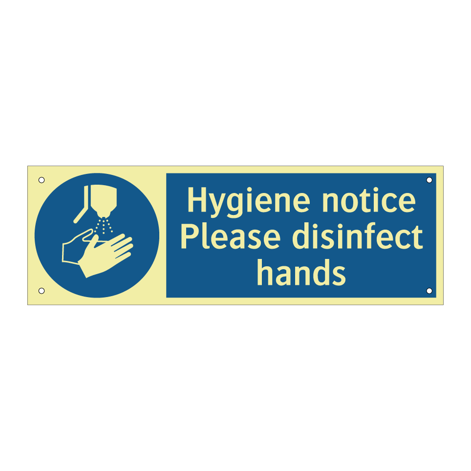 Hygiene notice Please disinfect hands