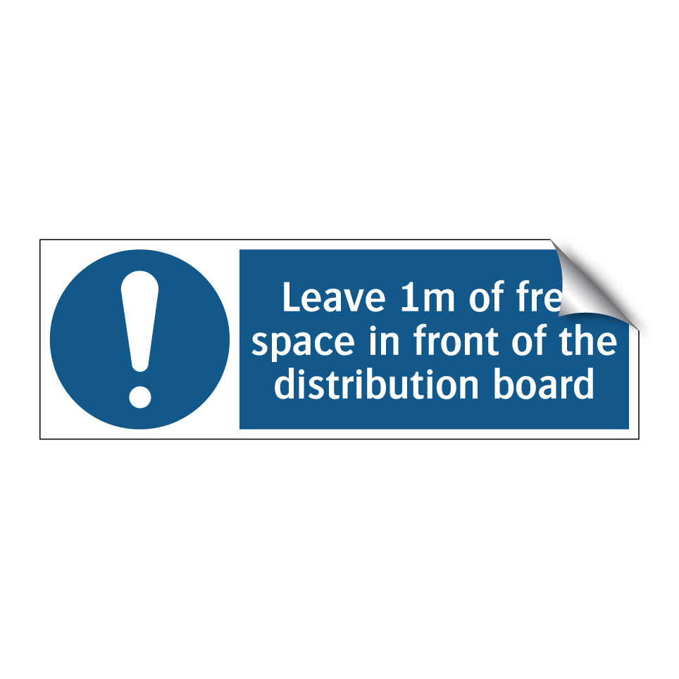 Leave 1m of free space in front of the distribution board