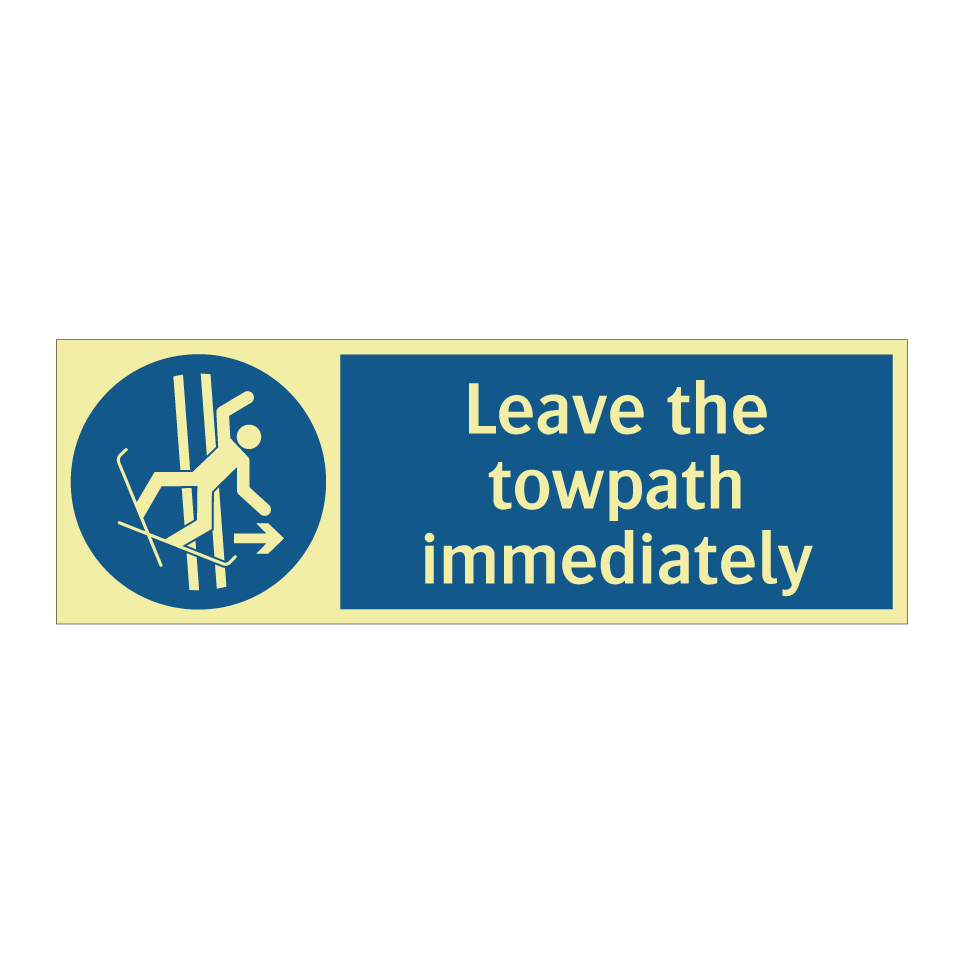 Leave the towpath immediately