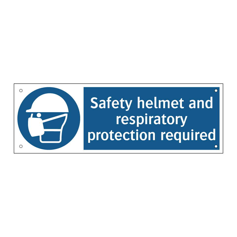 Safety helmet and respiratory protection required