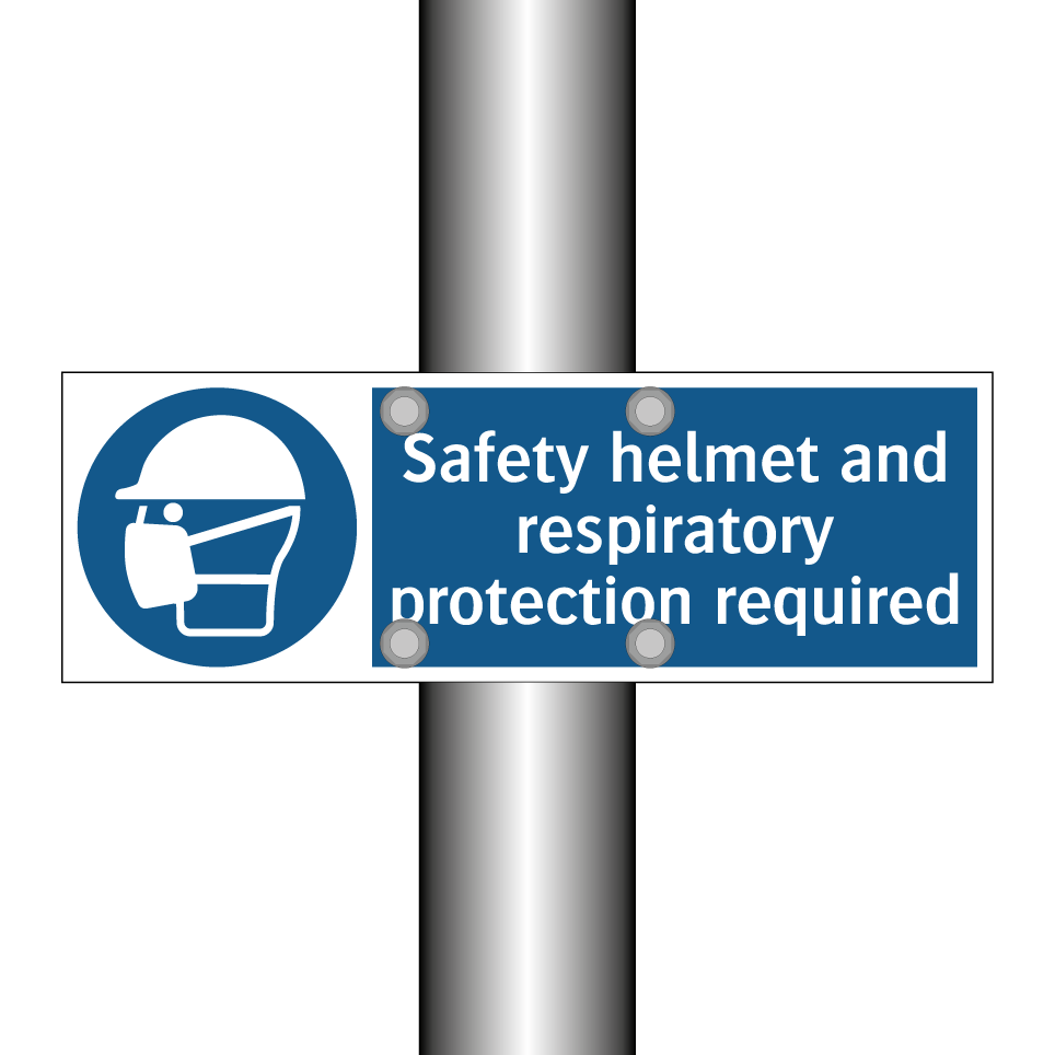 Safety helmet and respiratory protection required