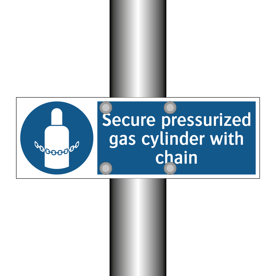 Secure pressurized gas cylinder with chain