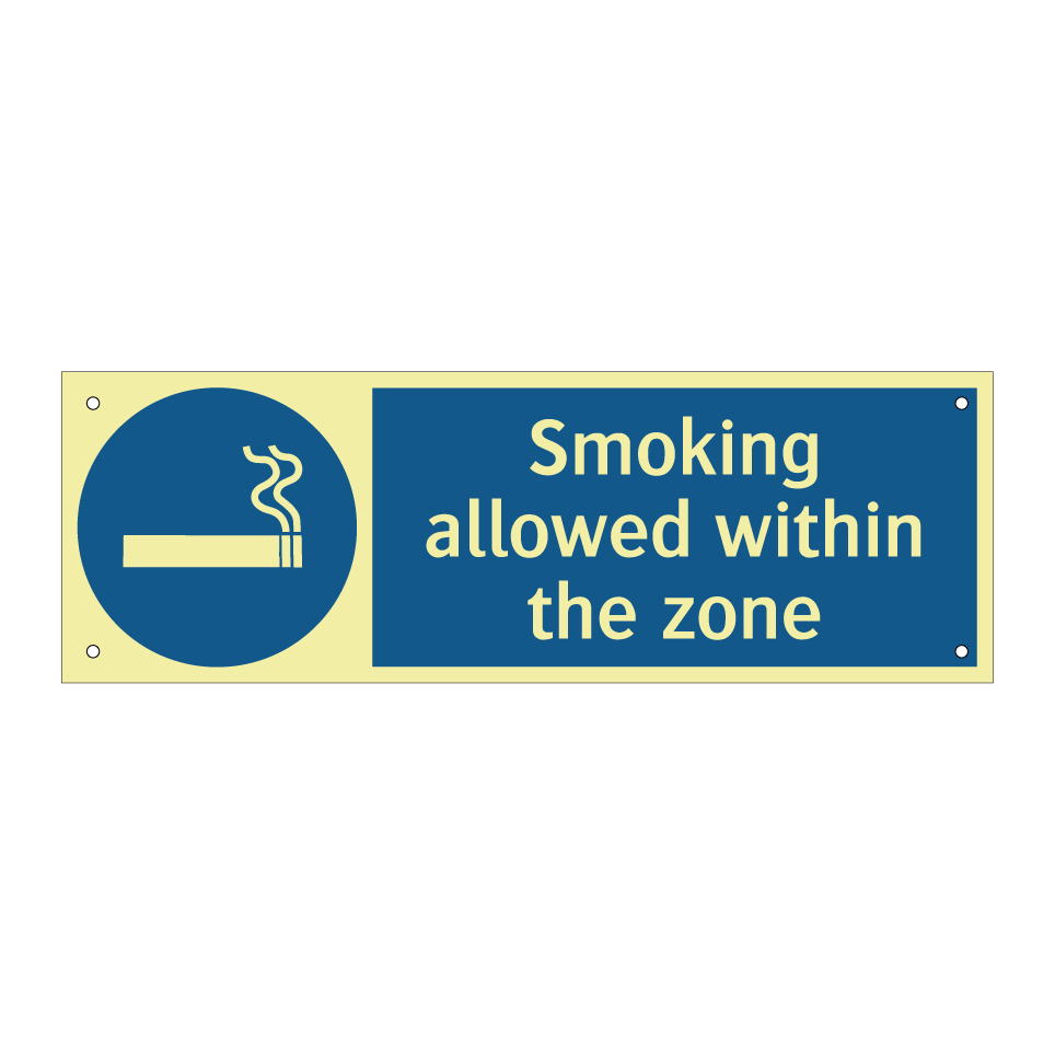 Smoking allowed within the zone
