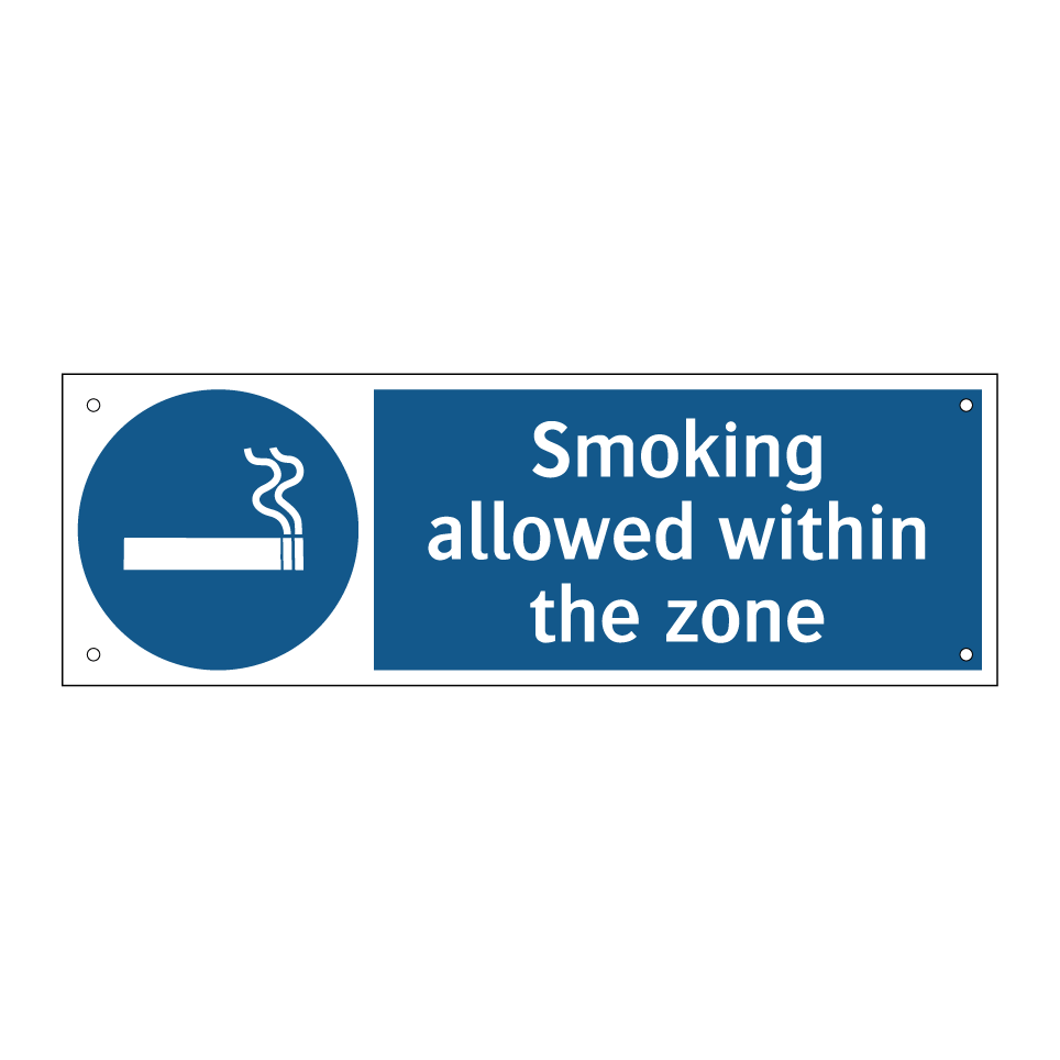 Smoking allowed within the zone