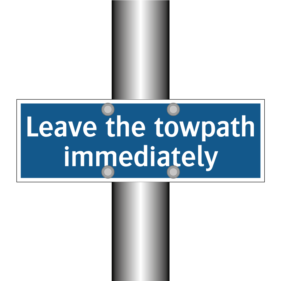 Leave the towpath immediately