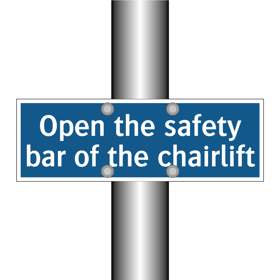 Open the safety bar of the chairlift