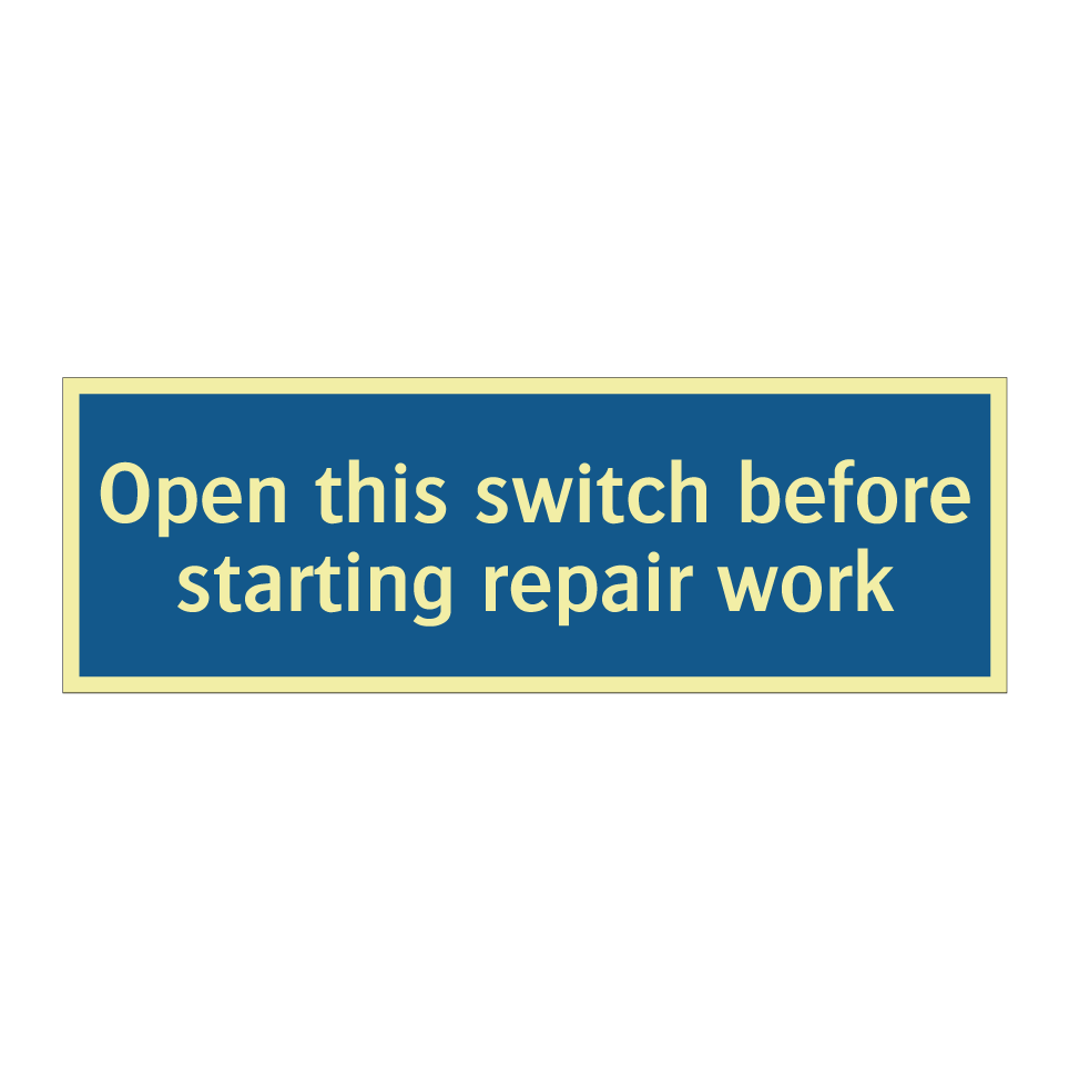 Open this switch before starting repair work