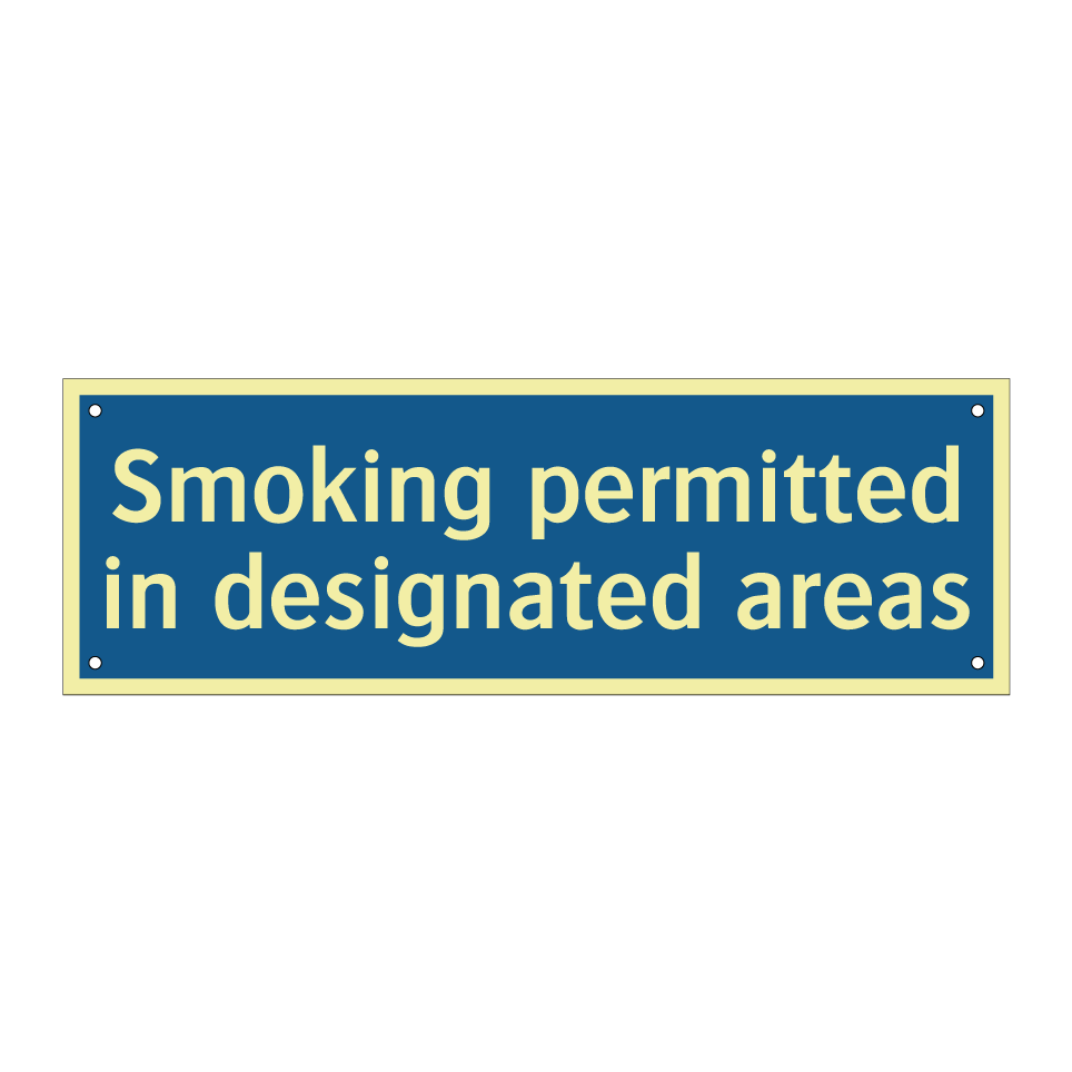 Smoking permitted in designated areas