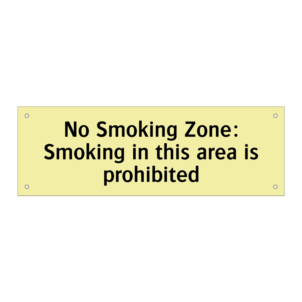 No Smoking Zone: Smoking in this area is prohibited