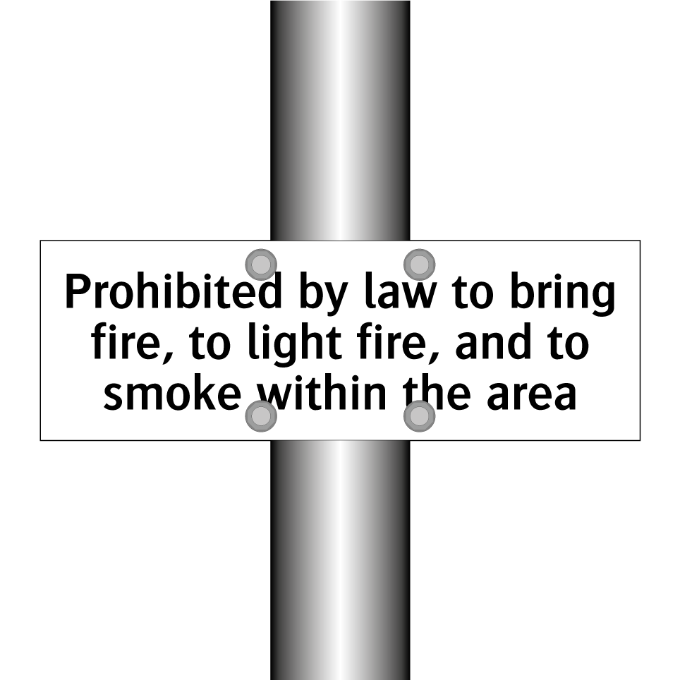 Prohibited by law to bring fire, to light fire, and to smoke within the area