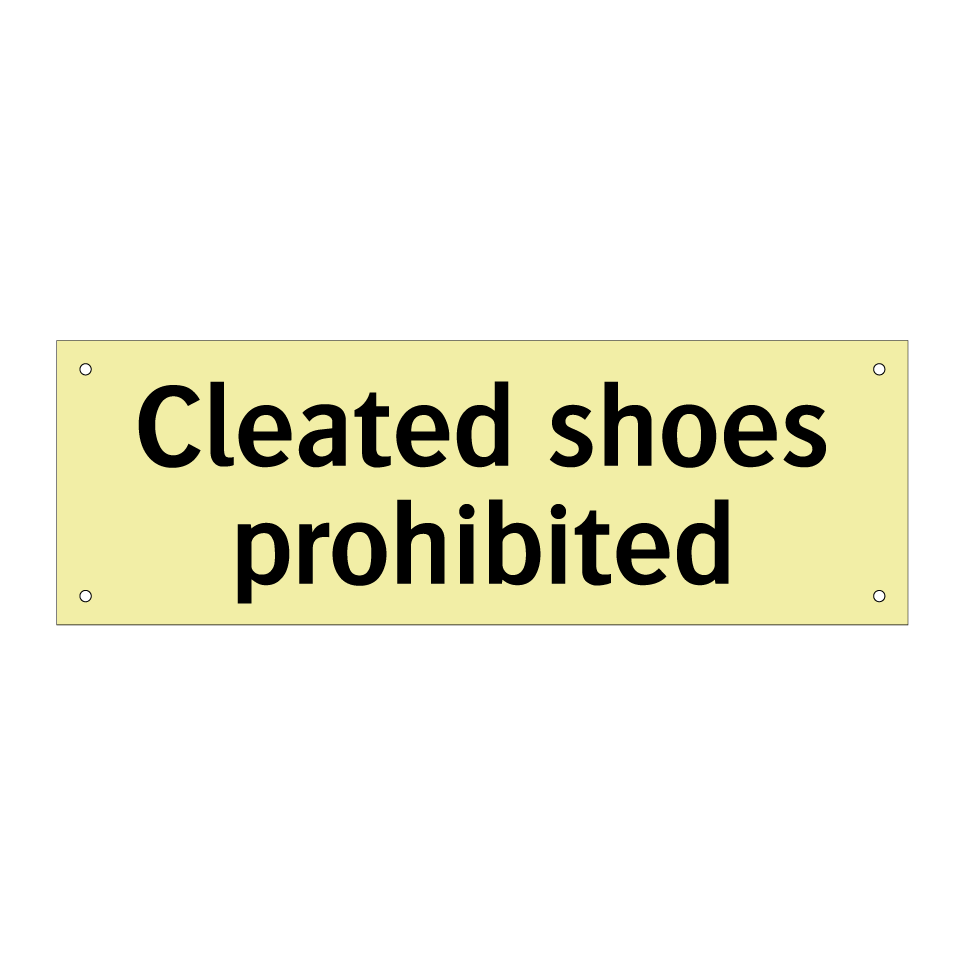 Cleated shoes prohibited