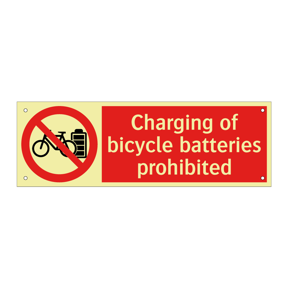 Charging of bicycle batteries prohibited