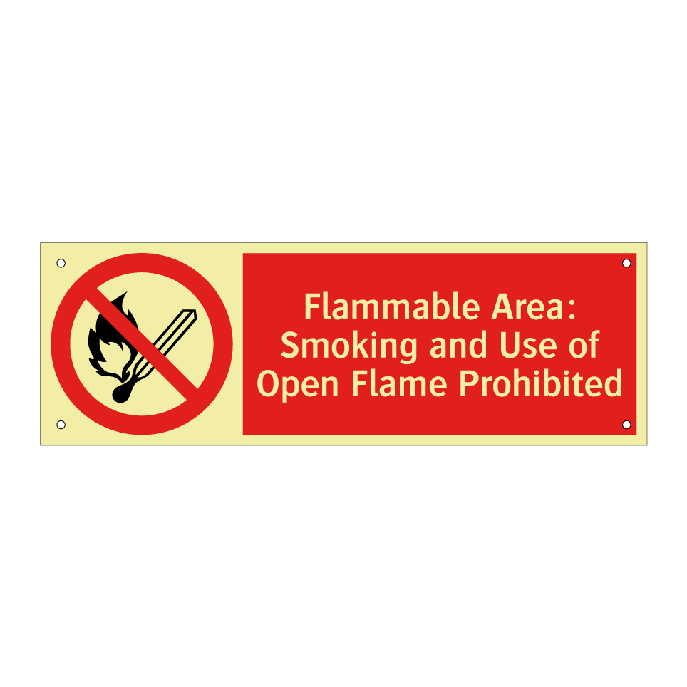 Flammable Area: Smoking and Use of Open Flame Prohibited