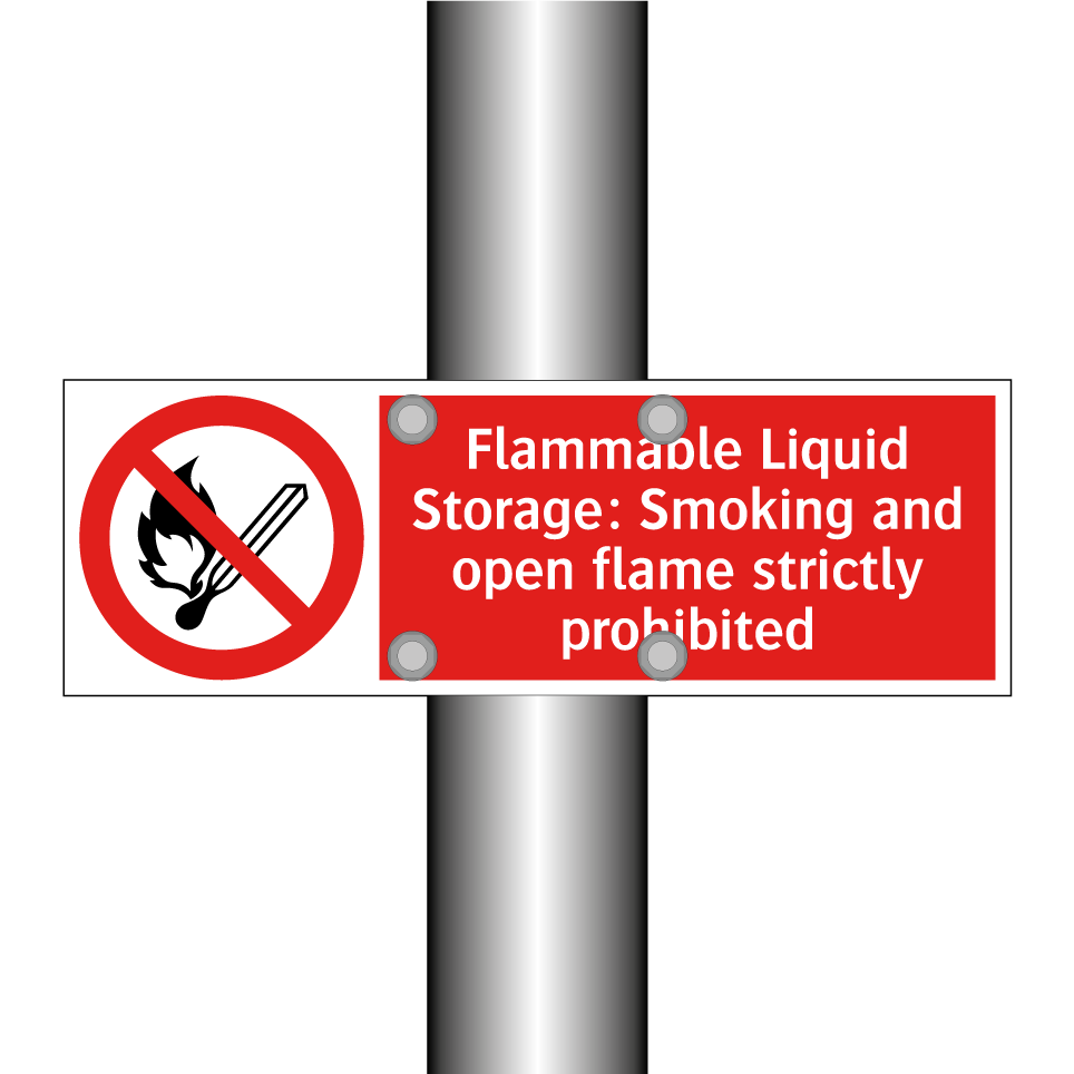 Flammable Liquid Storage: Smoking and open flame strictly prohibited